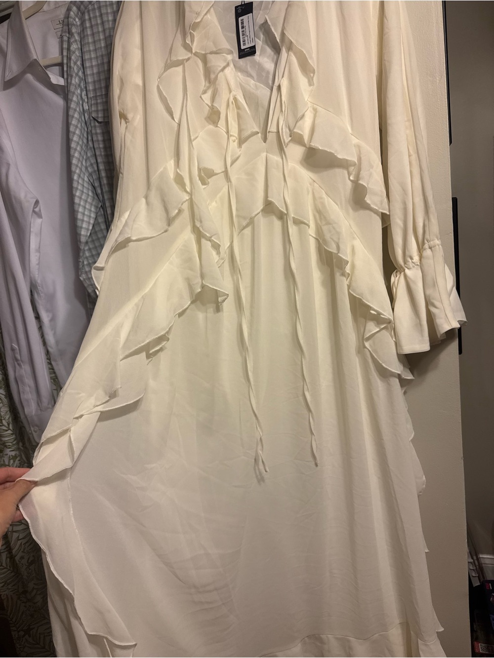 Ivory Ruffled V-Neck Maxi Dress - Picture 3 of 3